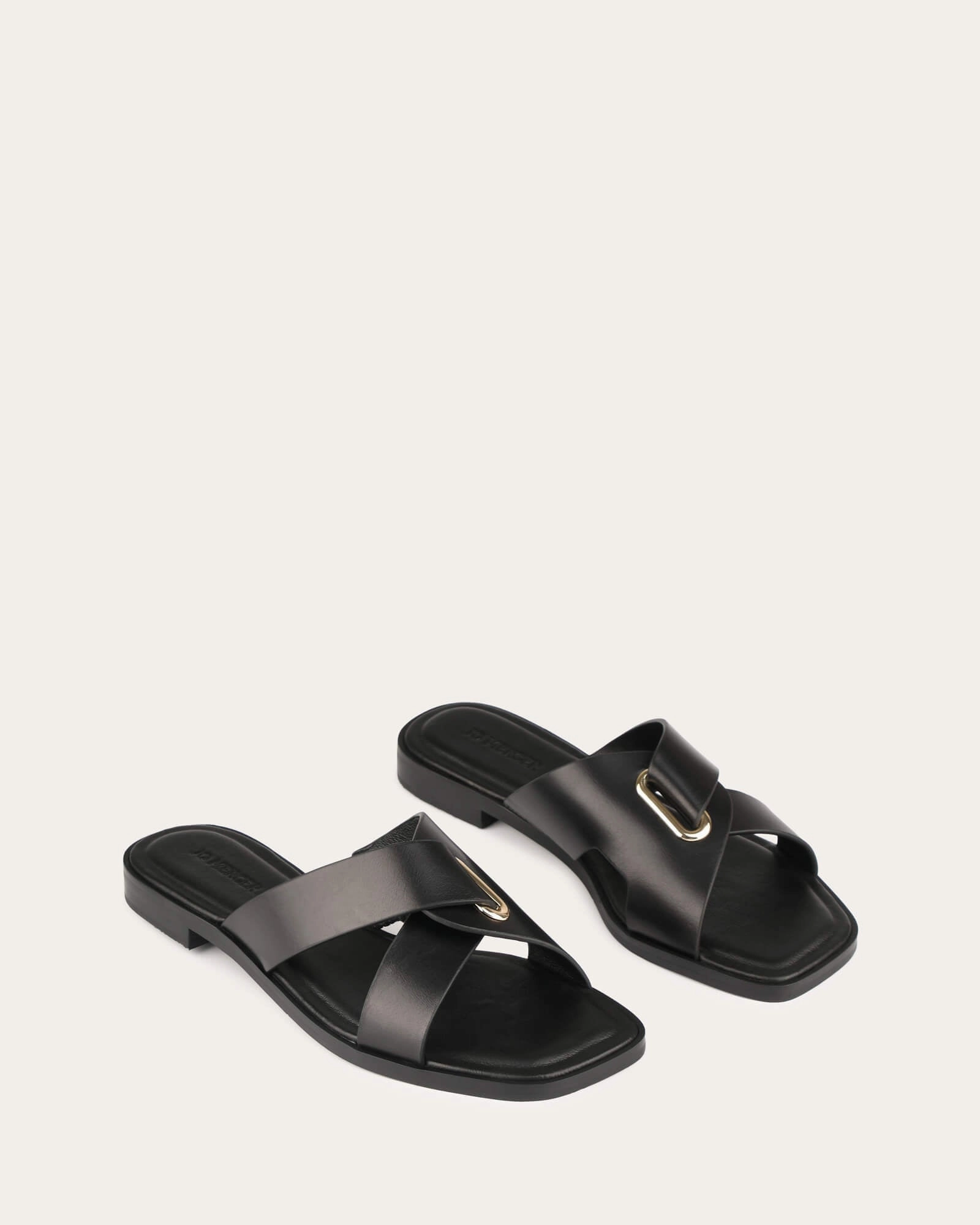 Crafted Ease Piper Flat Slides Black Leather