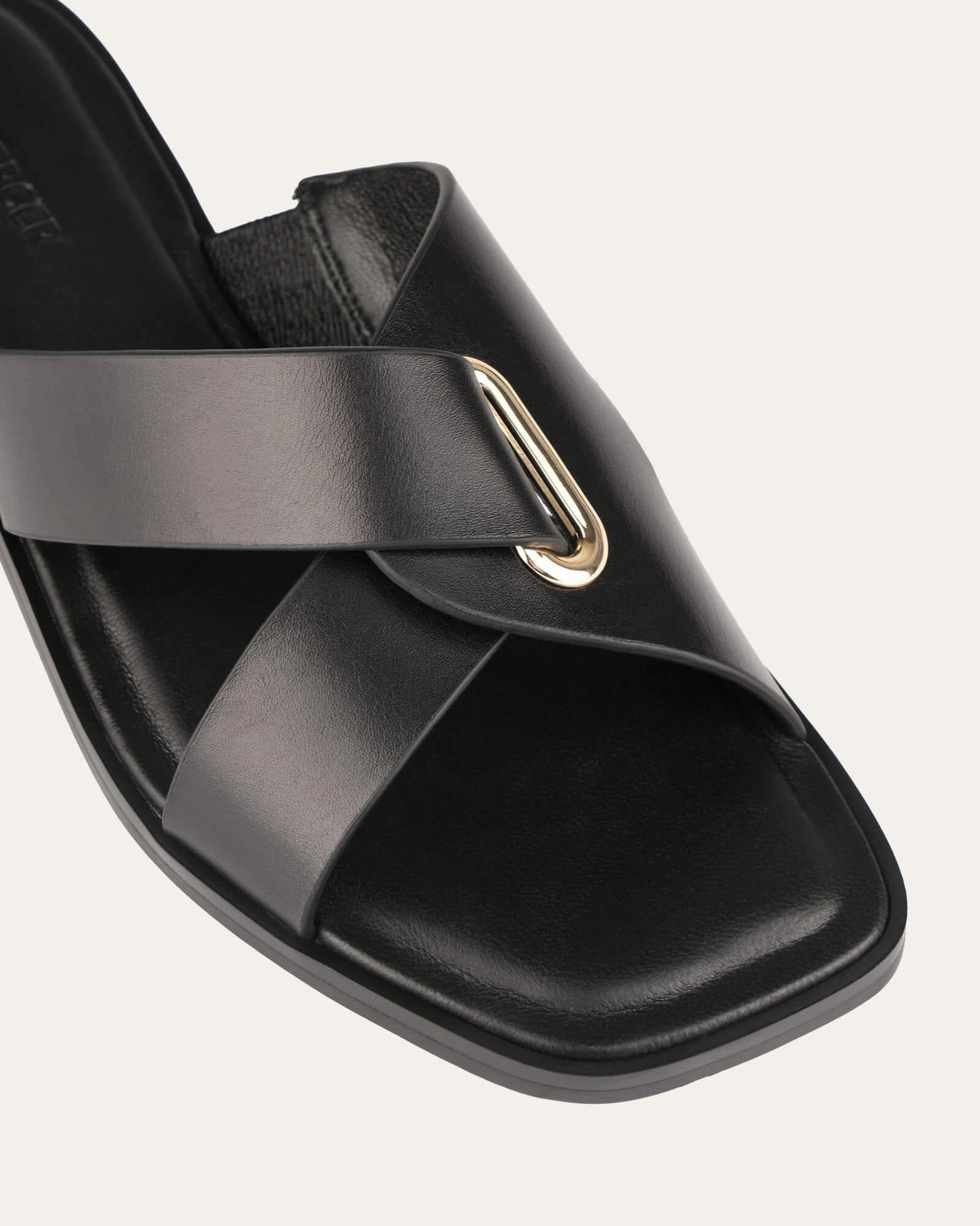 Piper Flat Slides Black Leather Wear Your World