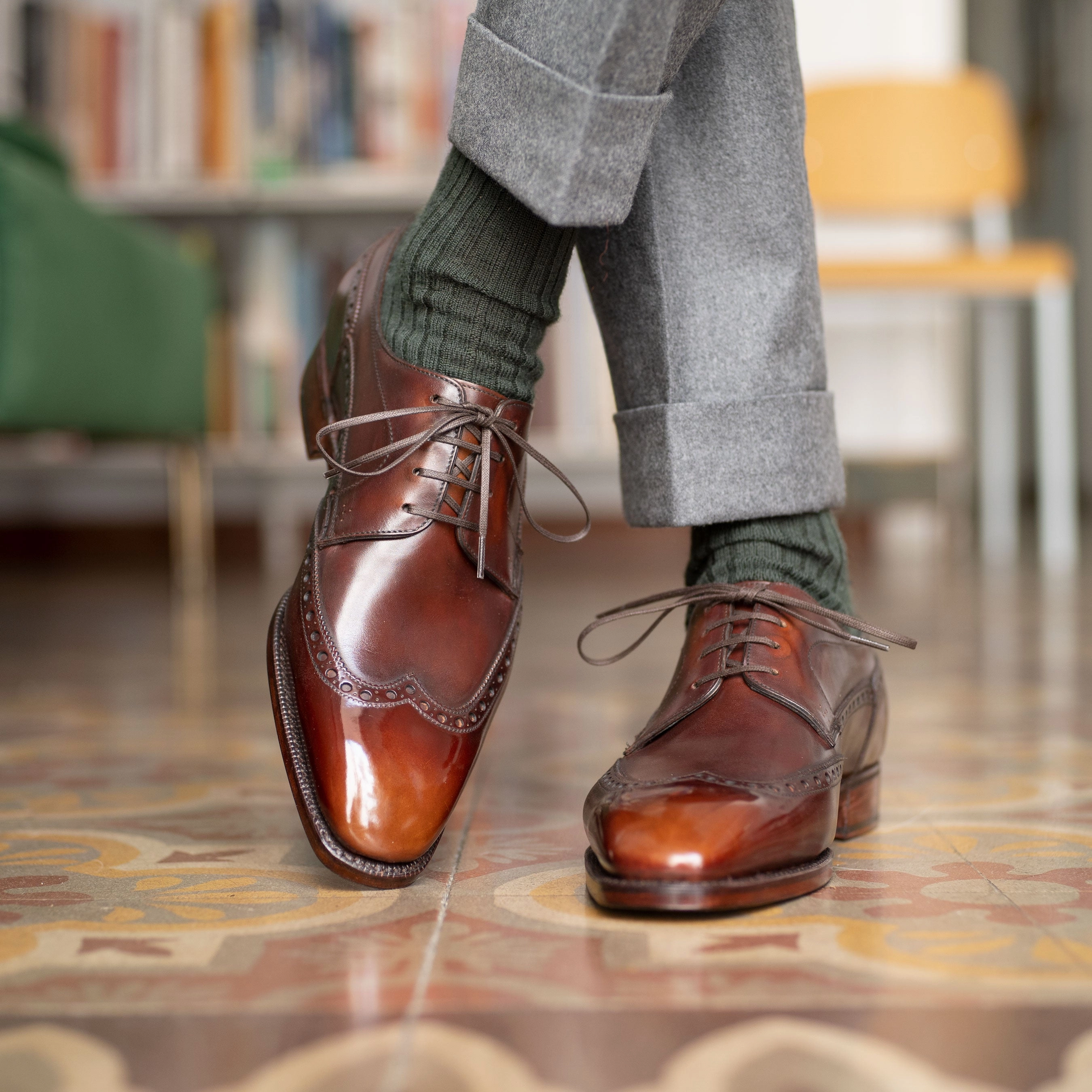 Calder Wingtip Derby Mto - Dark Oak Minimal Details Crafted For Calm