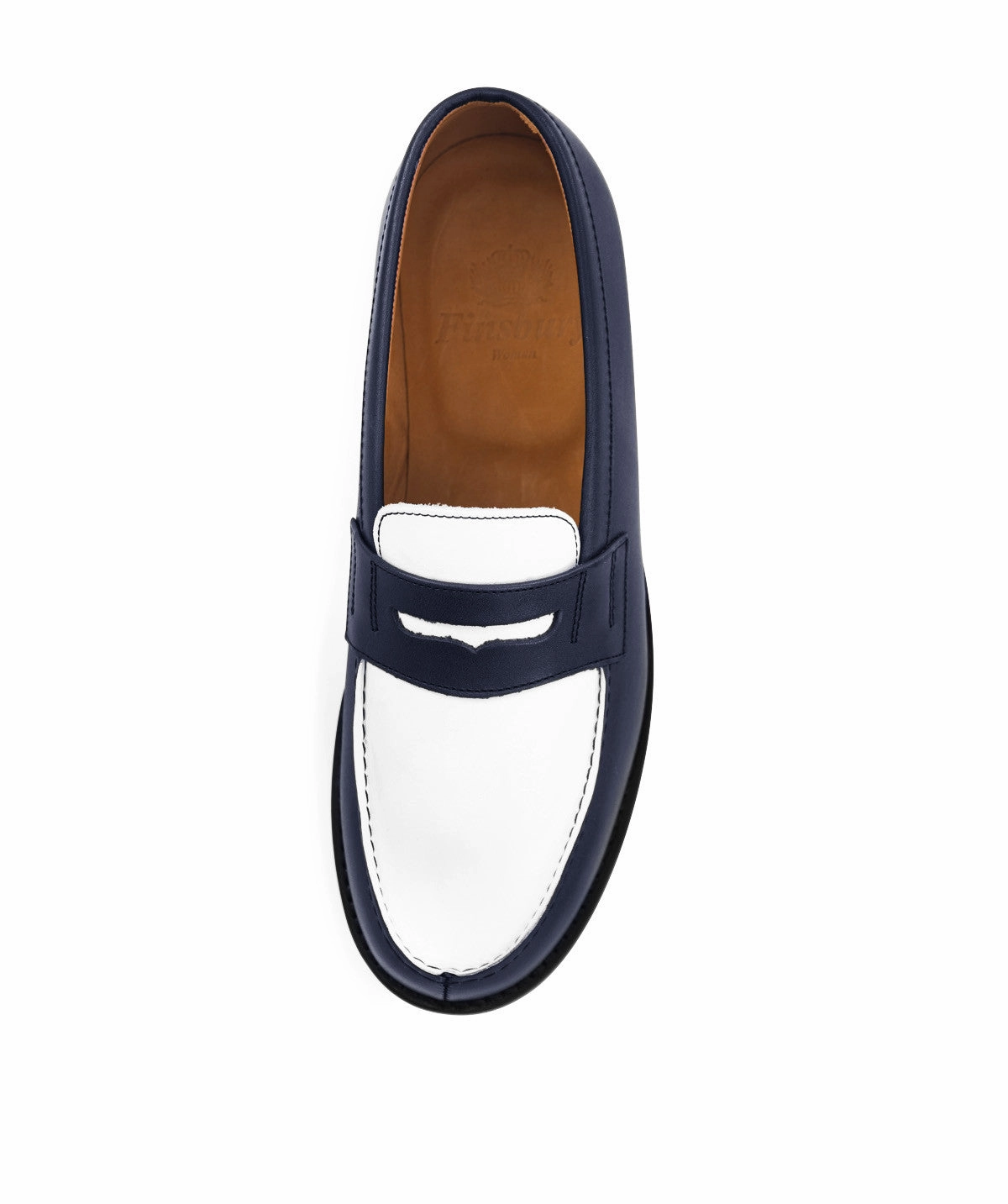 Lilou Two-Tone Navy And White Moccasins Future Layers