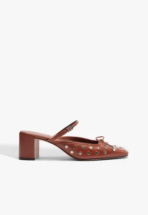 Arissa Block Mule Studs Leather Pump Move Clean