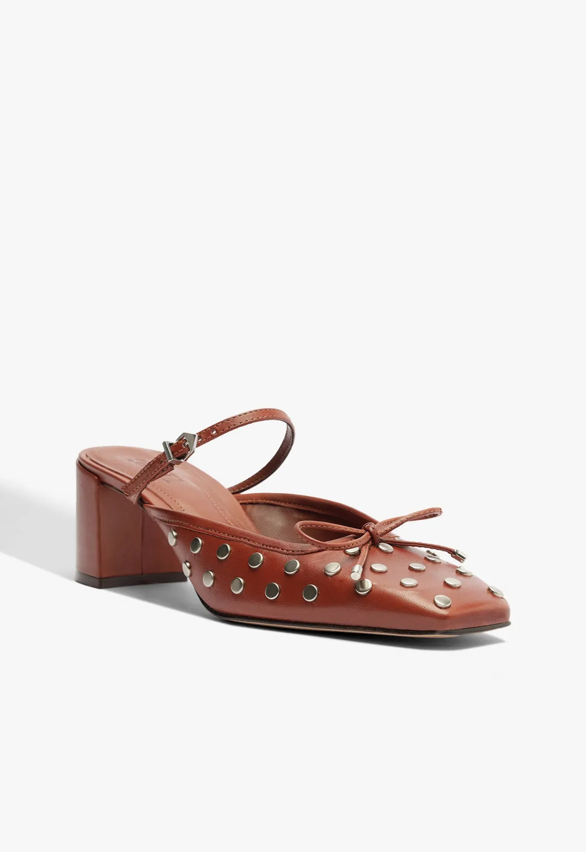 Soft Structure Arissa Block Mule Studs Leather Pump