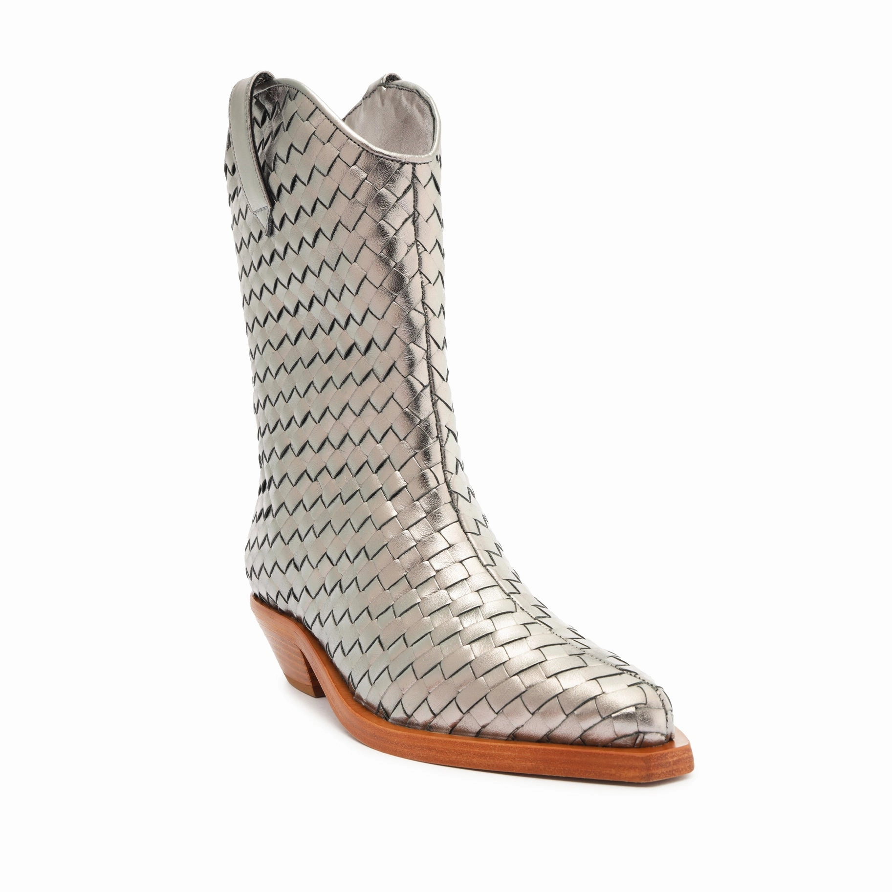 Simple City Cicera Woven Metallic Leather Bootie