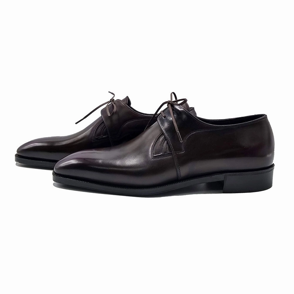Westley Decon Derby Shoe Mto - Black And Purple Handmade Patina Mobility Made Easy Downtown Vibe