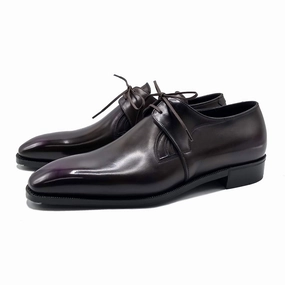 Pure Urban Westley Decon Derby Shoe Mto - Black And Purple Handmade Patina