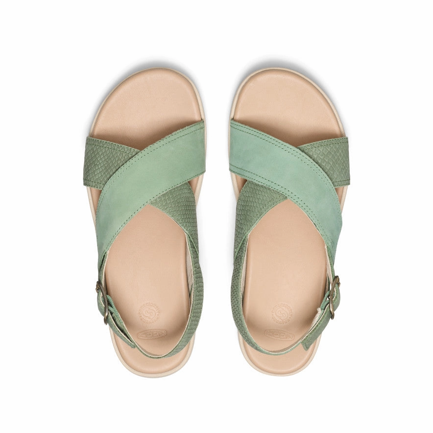 Chill-Crafted Movement Uniform Women'S Elle Luxe Cross Strap Sandal  |  Granite Green/Granite Green