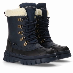 Clean-Styled Tommy Hilfiger Lace-Up Bootie Blue