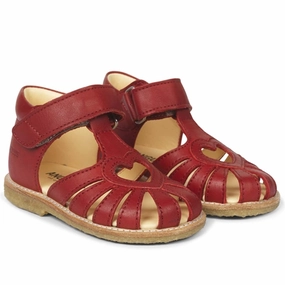 Layer Light Angulus Starter Shoe W. Heart And Velcro Red