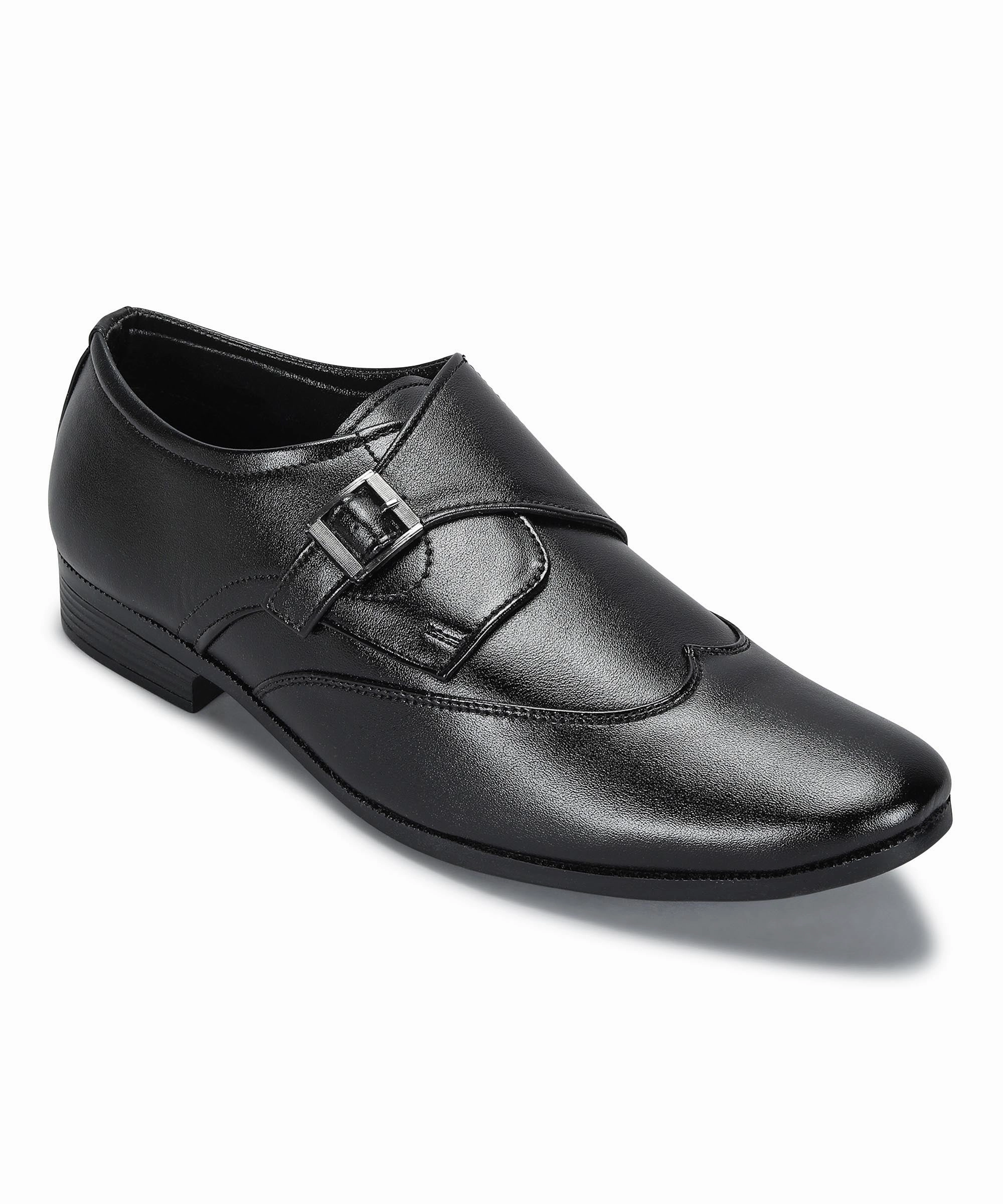 Paragon Men'S Black Formal Shoes With Buckle| Durable & Sturdy For Outdoor Wear Simplicity Rules Confident Layers