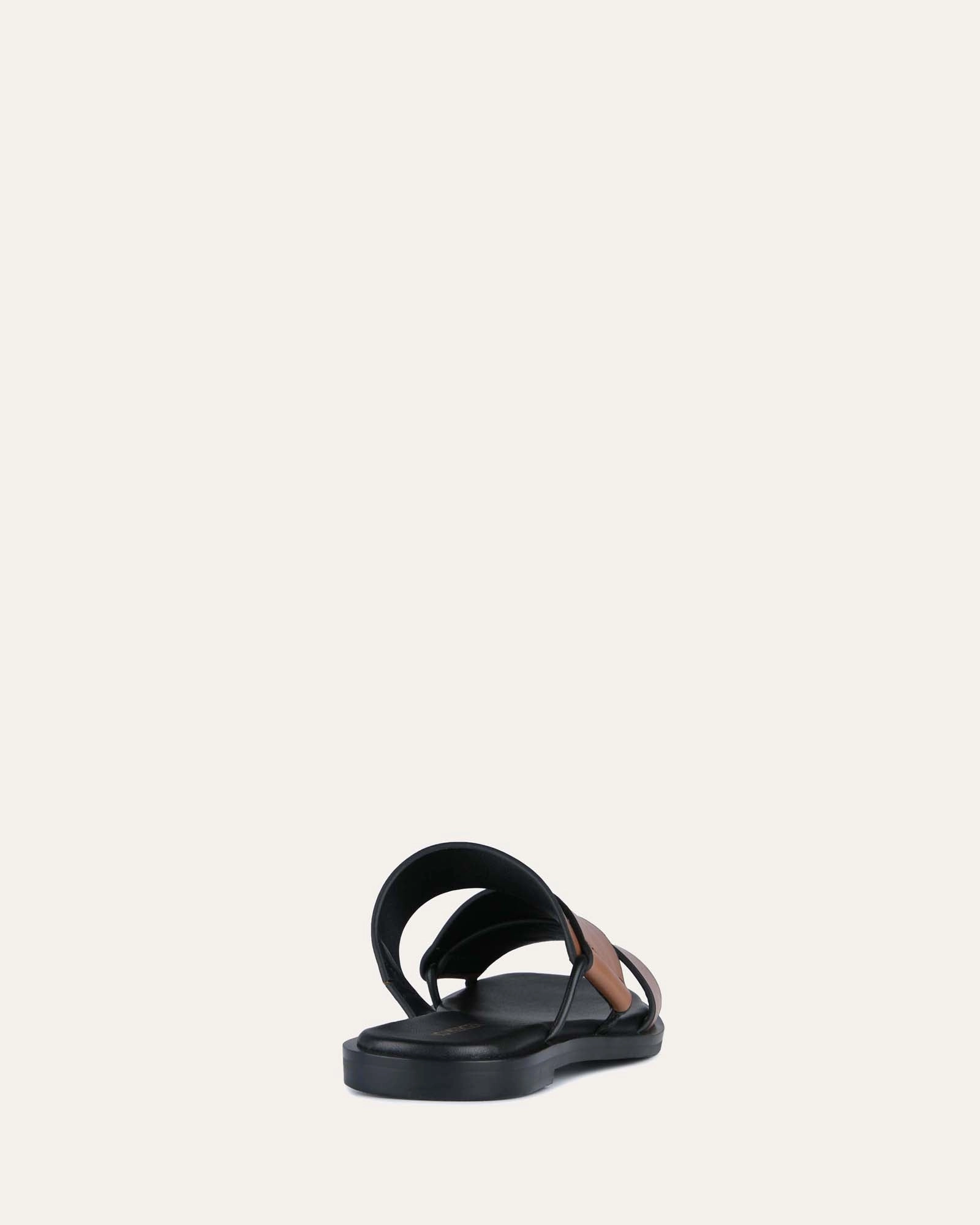 Shelby Flat Slides Dark Tan Leather Daily Shift Mindful Wear