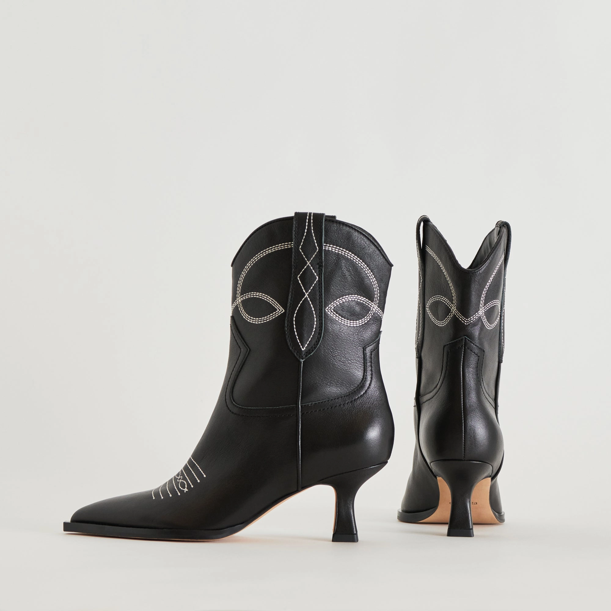 Angel Booties Black White Leather Quiet Boldness Versatile Layers