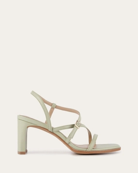 Nala Mid Heel Sandals Light Sage Leather Low-Key Bold