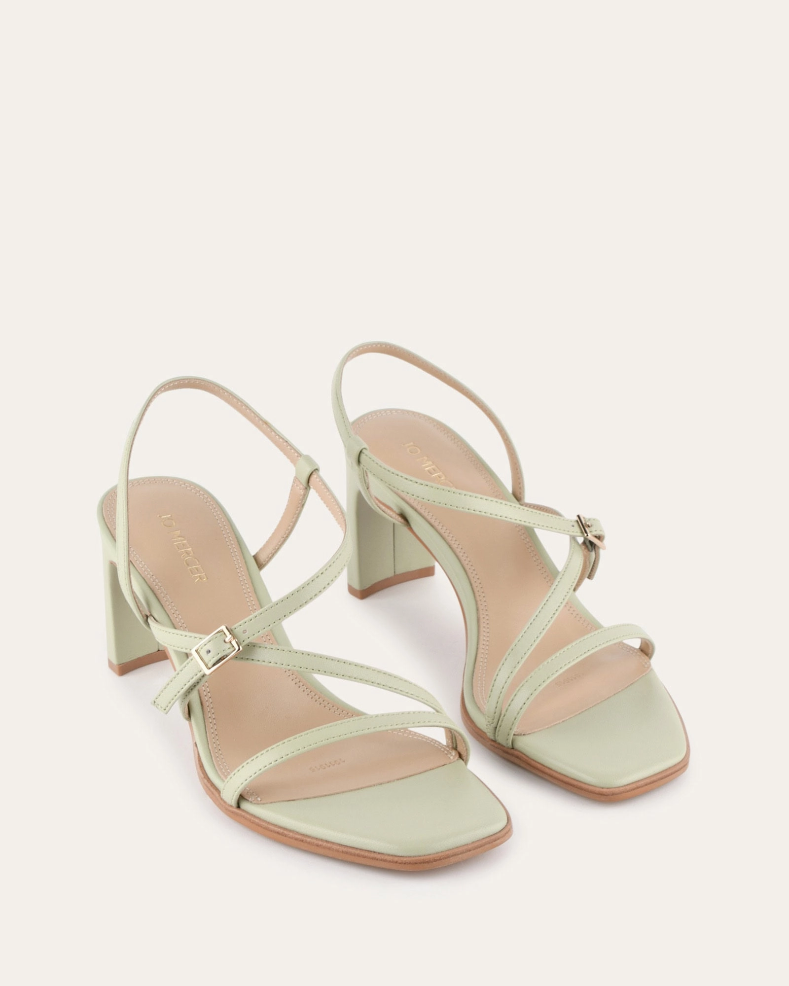 Ultra-Clean Style Sleek Routine Nala Mid Heel Sandals Light Sage Leather