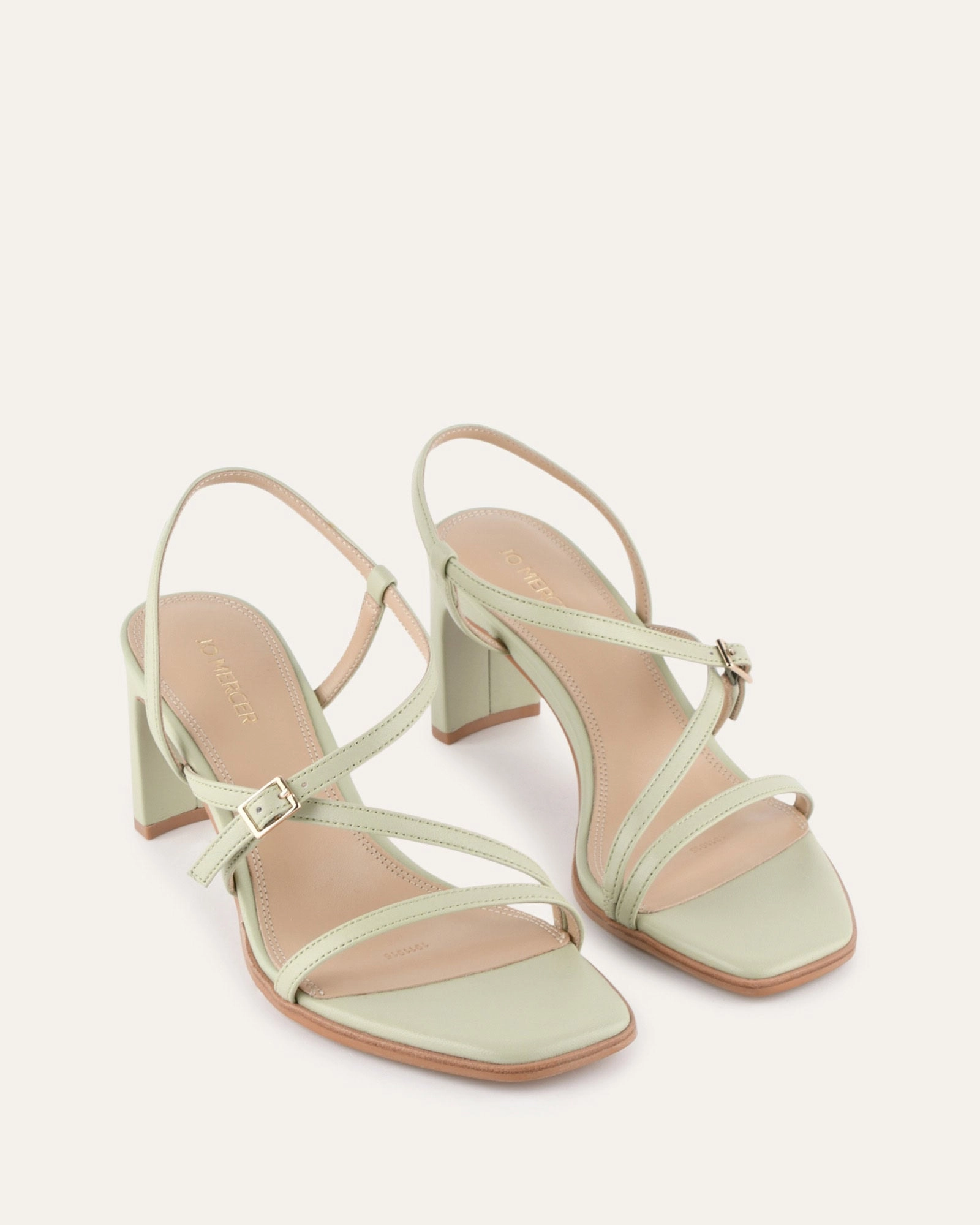 Quiet Impact Nala Mid Heel Sandals Light Sage Leather