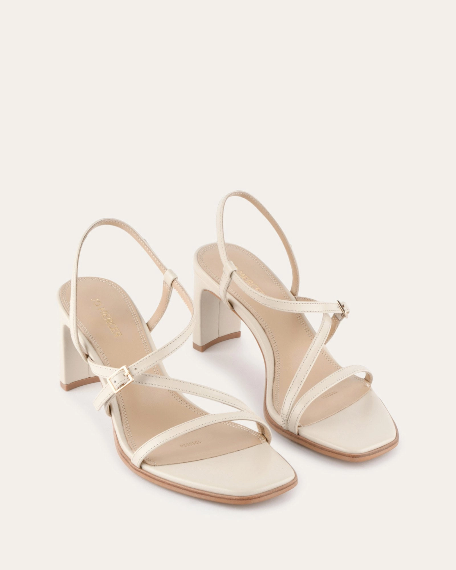 Nala Mid Heel Sandals Off White Leather Active Ease