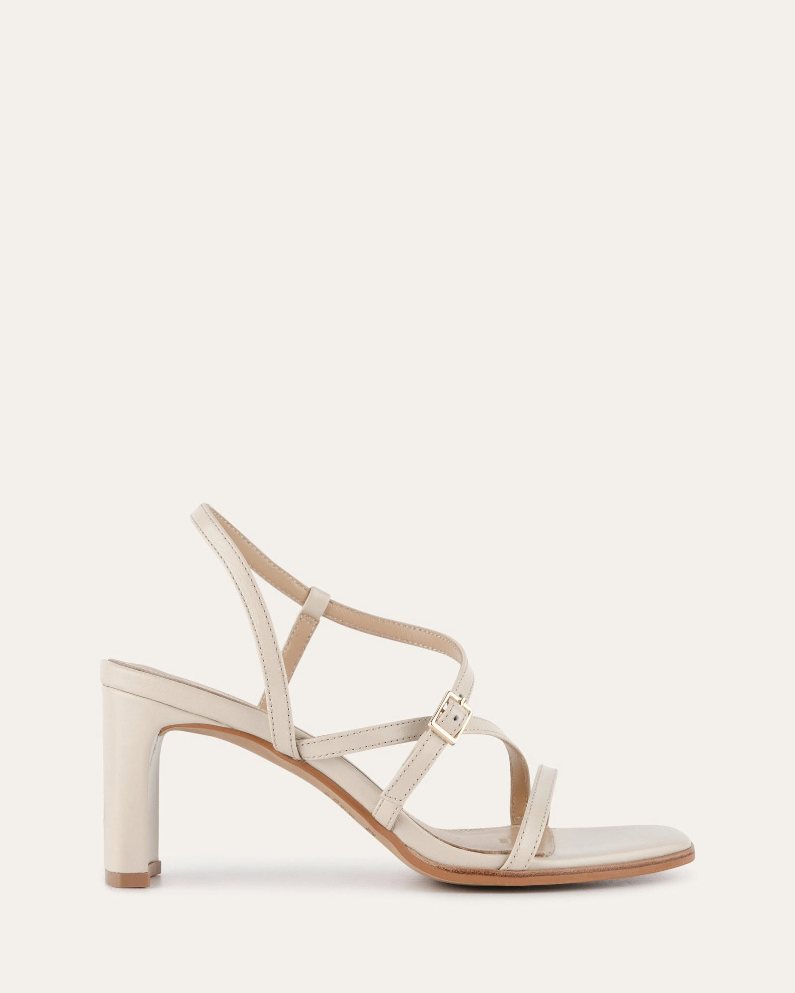 Nala Mid Heel Sandals Off White Leather Dynamic Fit Modular Wear