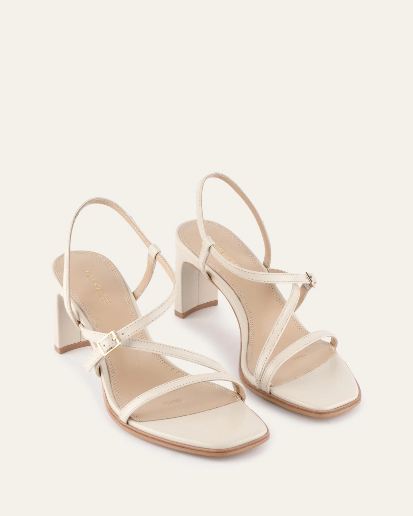 Flex And Fit Nala Mid Heel Sandals Off White Leather