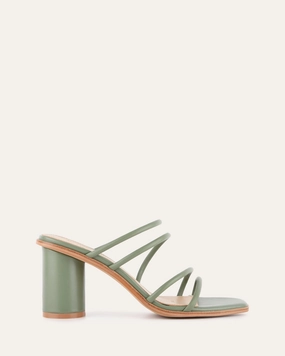 Cool Tones Fit To Adapt Naomi Mid Heel Sandals Pistachio Green Leather