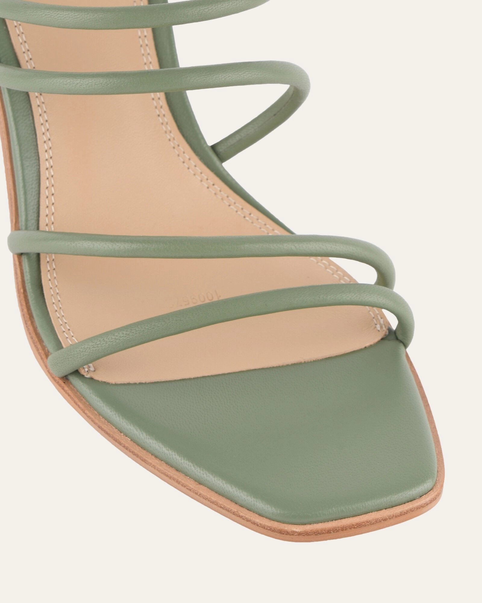 Future Utility Naomi Mid Heel Sandals Pistachio Green Leather