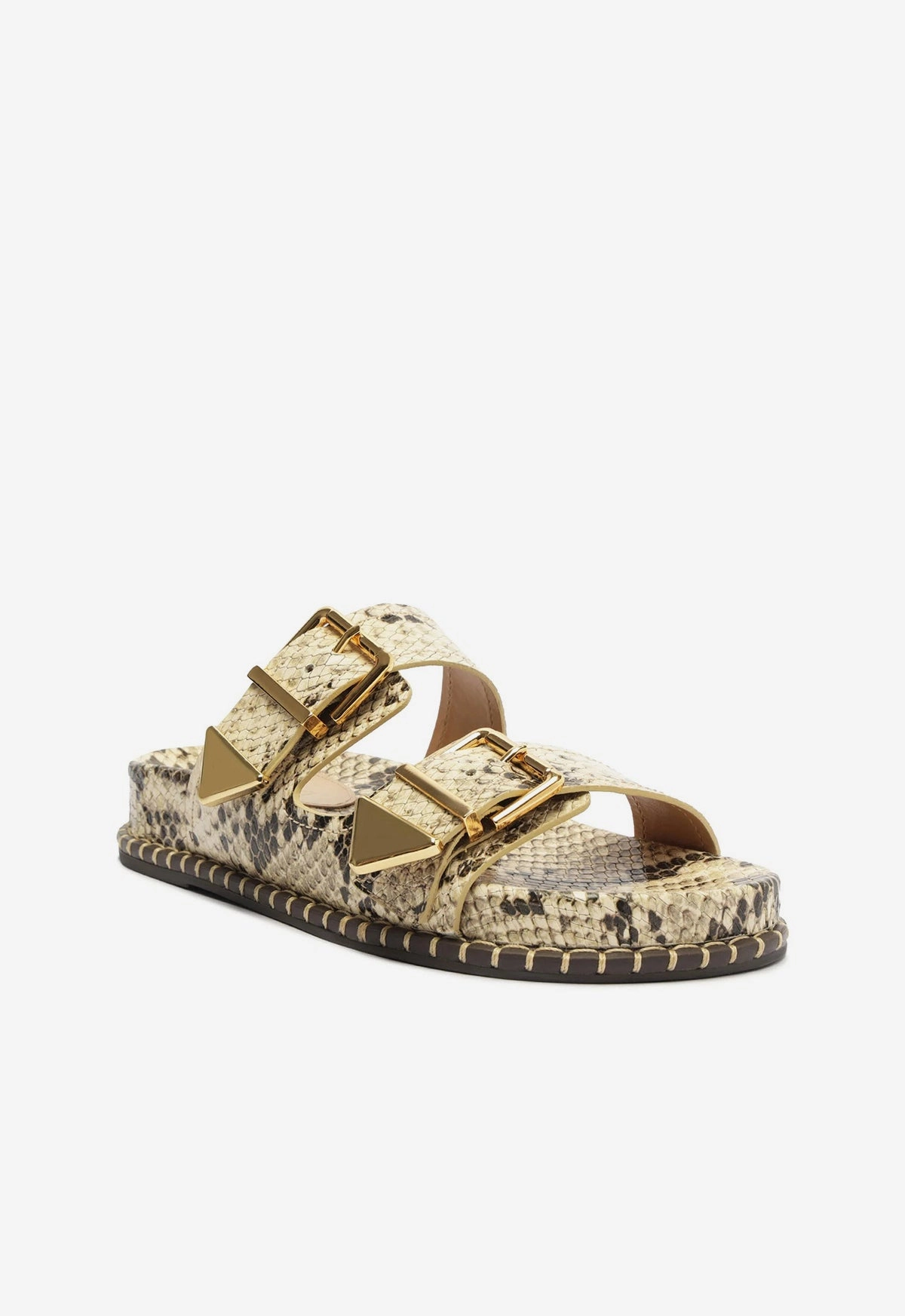 Naomi Sporty Snake-Embossed Leather Sandal Timeless Cool