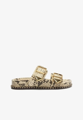 Move-Fit Naomi Sporty Snake-Embossed Leather Sandal