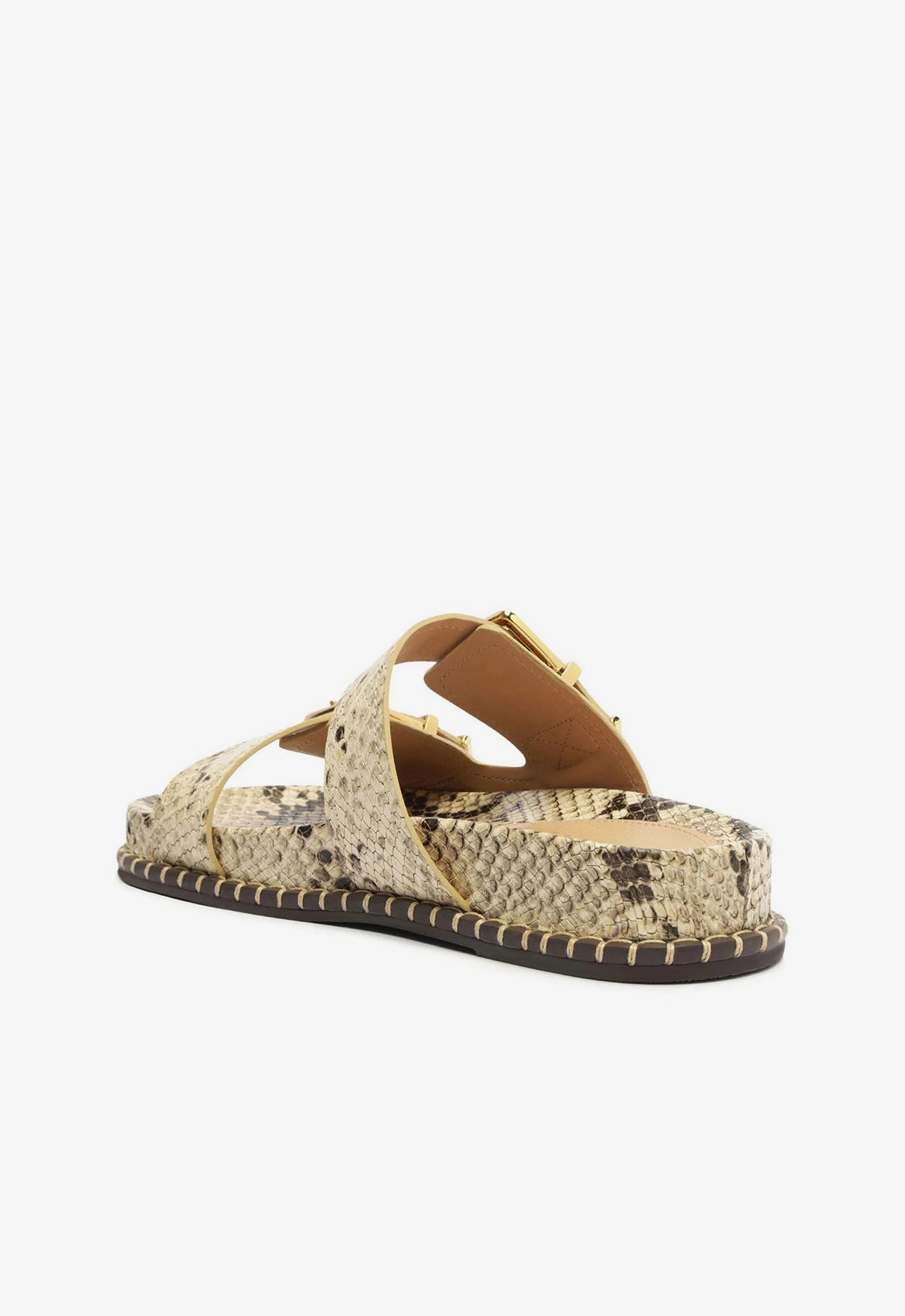 Crafted Pulse Naomi Sporty Snake-Embossed Leather Sandal