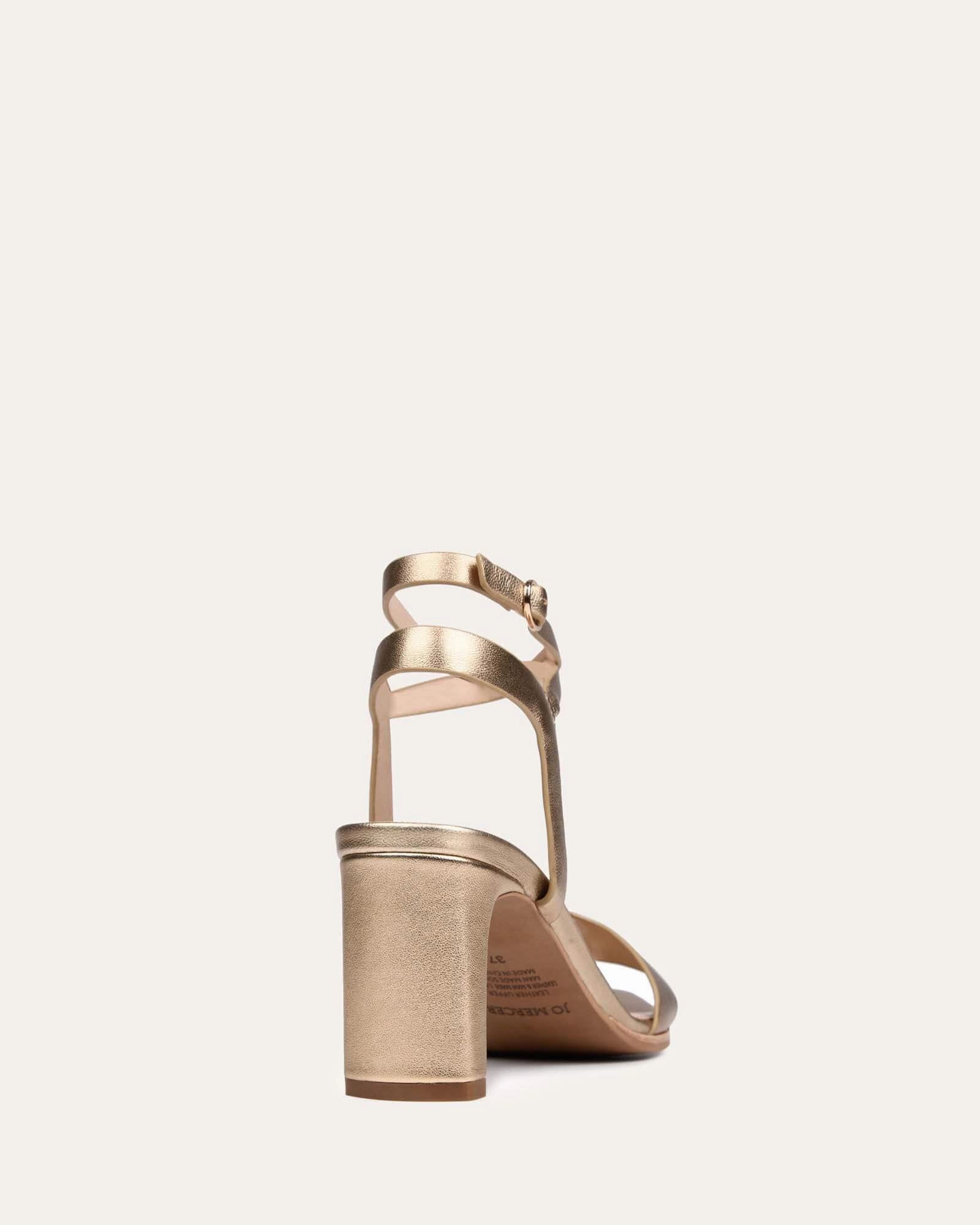 Natsu Mid Heel Sandals Soft Gold Leather Everyday Armor