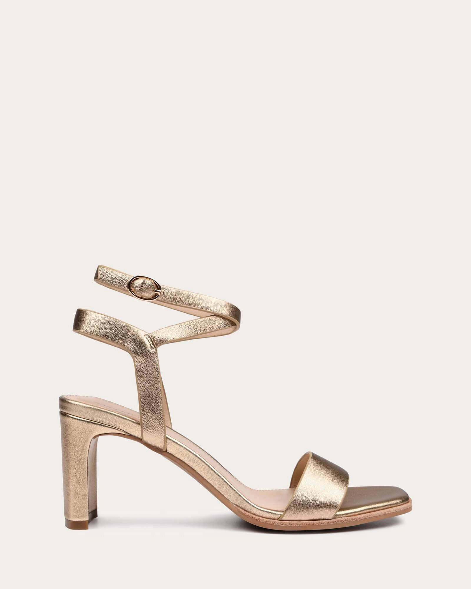 Motion Clarity Natsu Mid Heel Sandals Soft Gold Leather