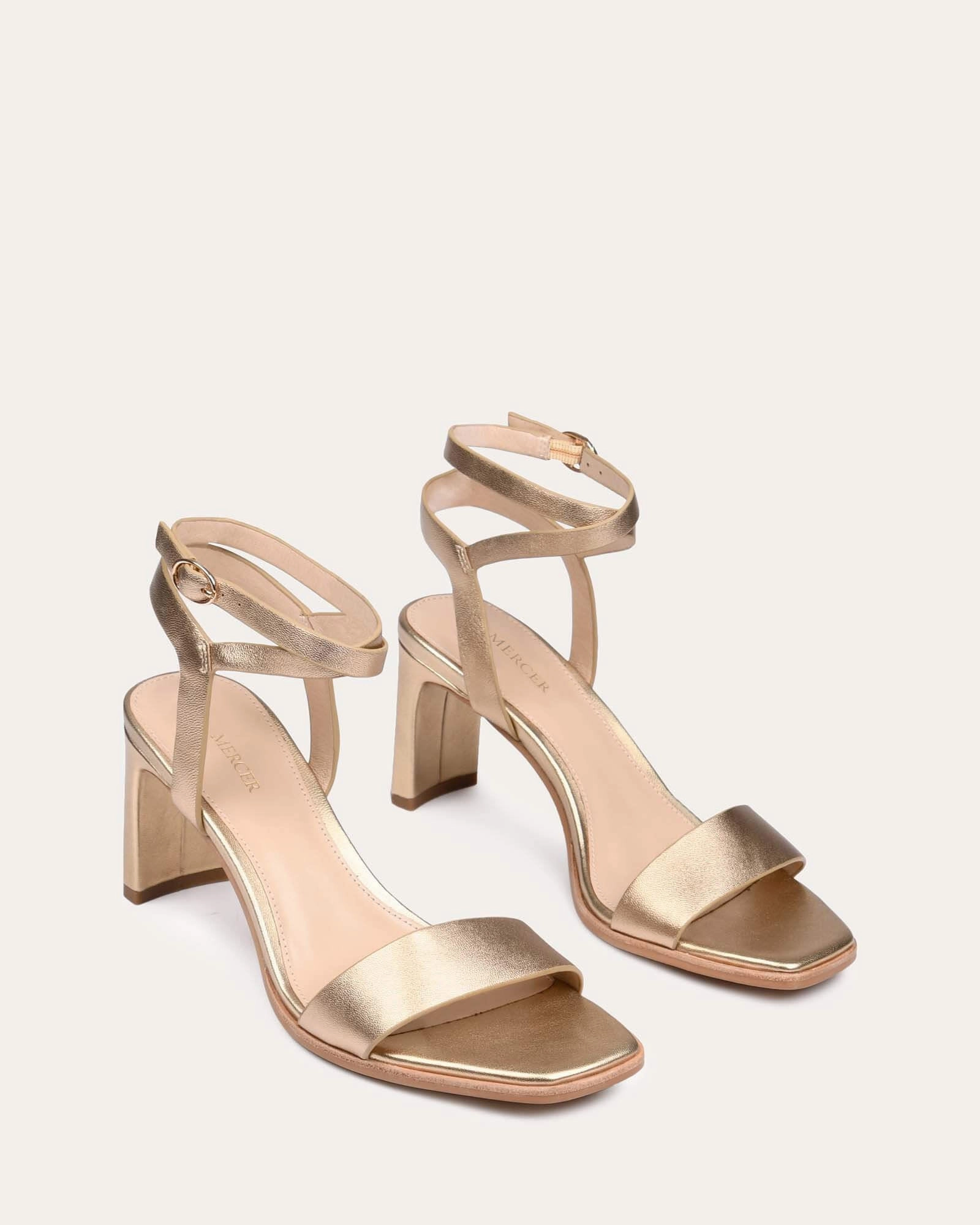 Fluid Motionwear Natsu Mid Heel Sandals Soft Gold Leather