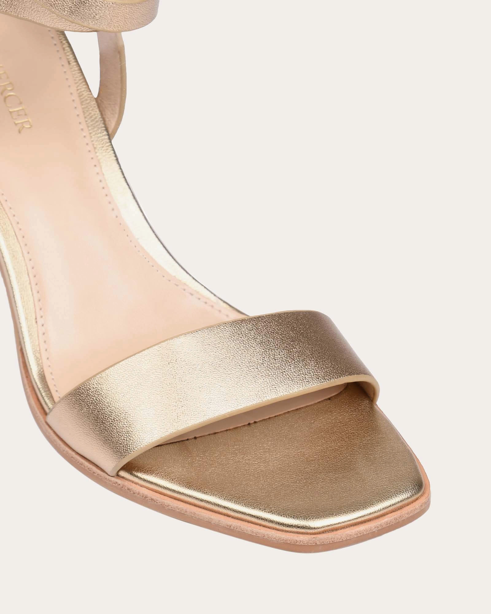 Natsu Mid Heel Sandals Soft Gold Leather Form Redefined