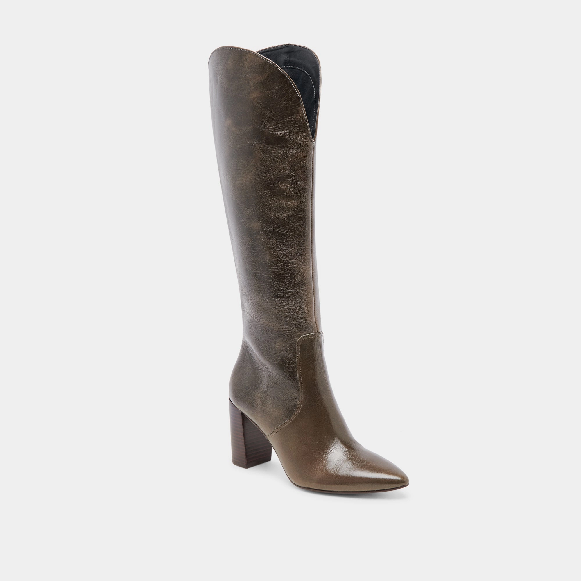 Clean Attitude Essential Drop Nedi Boots Dark Olive Leather