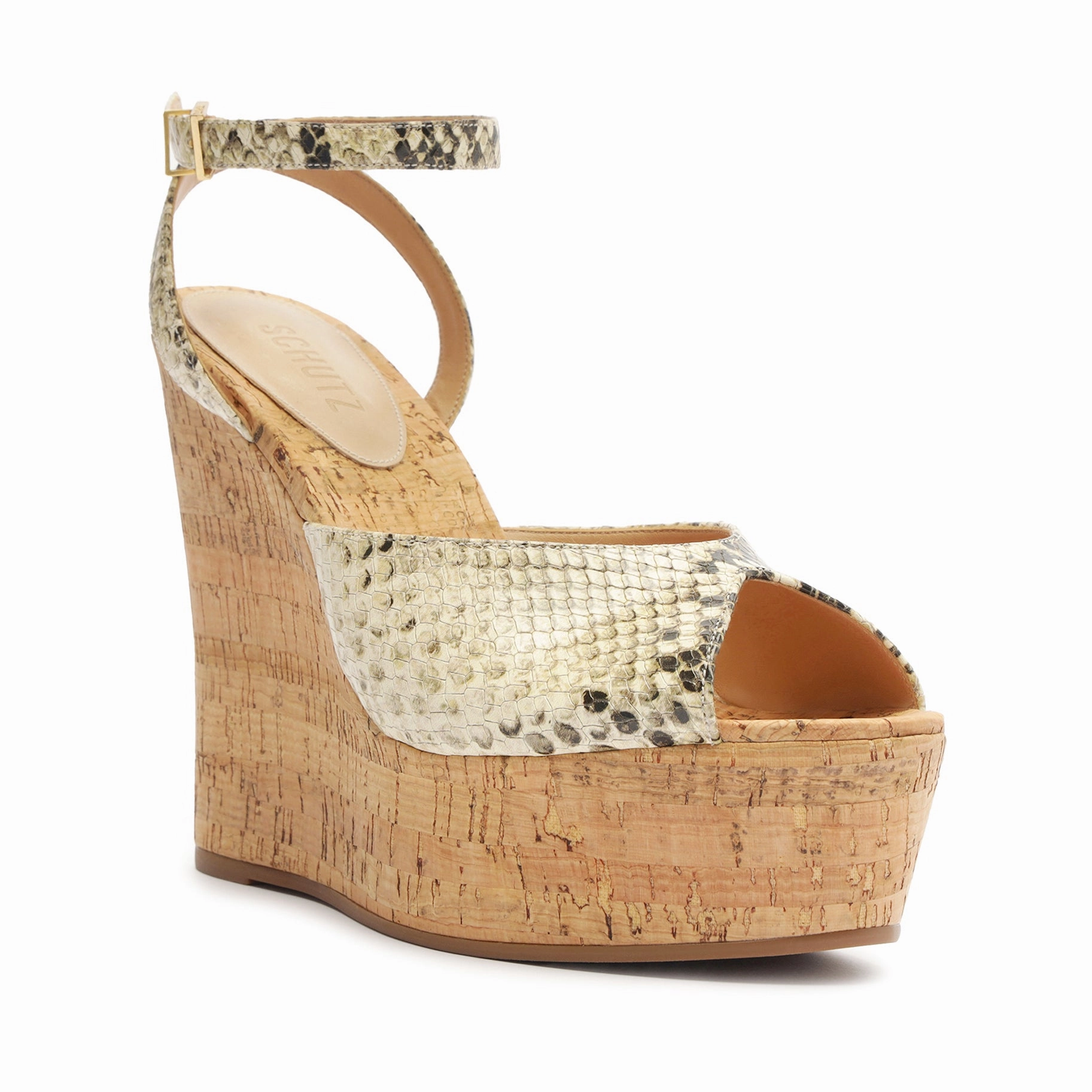 Neith Snake-Embossed Leather Sandal Ease-Ready