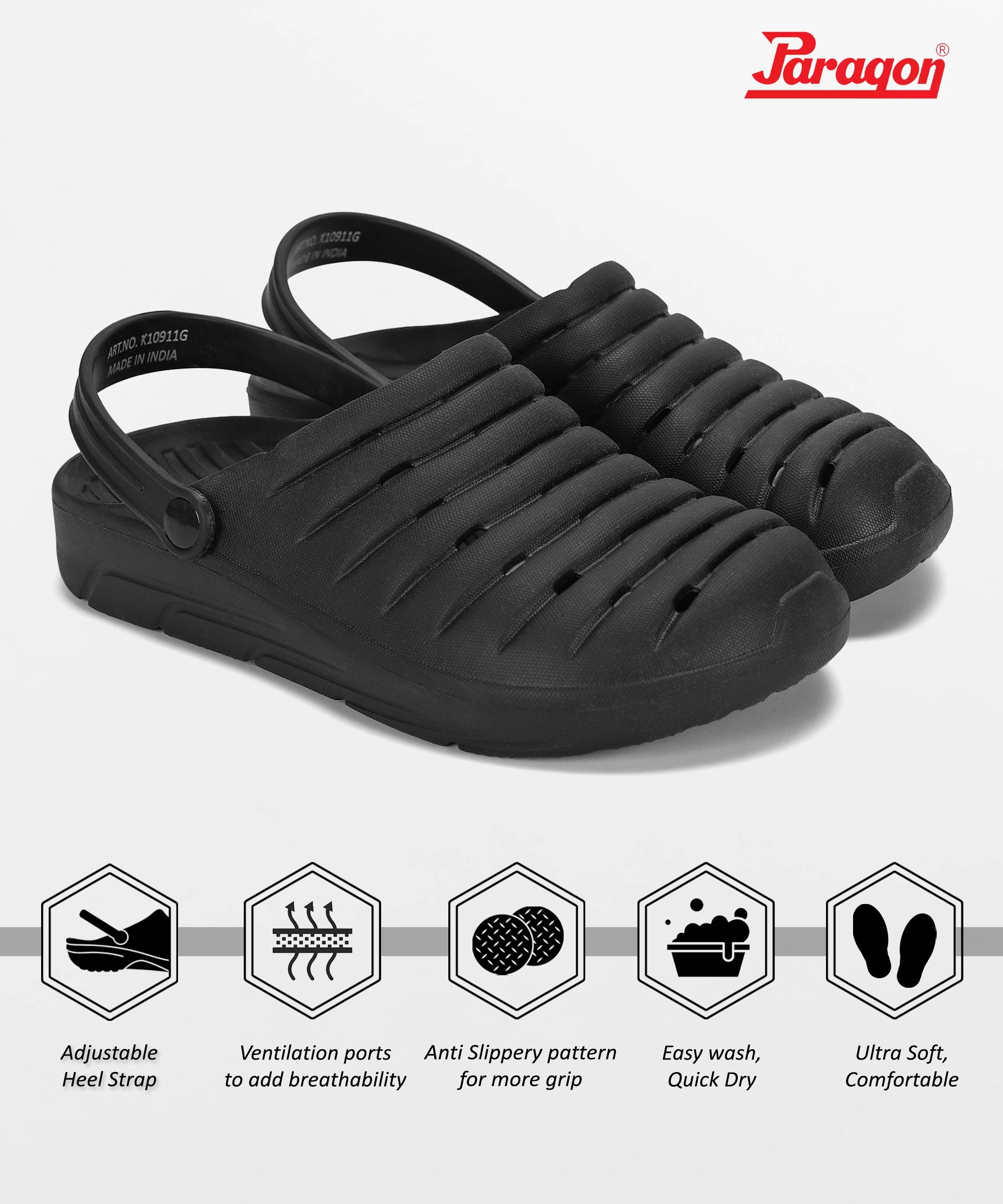 Paragon Blot K10911G Men Casual Clogs | Stylish,Durable | Casual & Comfortable | For Everyday Use Core-Level Comfort Quiet City Style