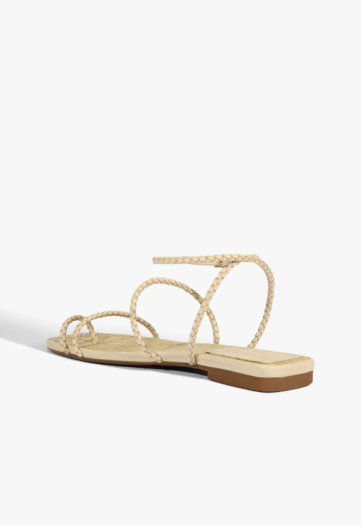 Ready-To-Flow Streamlined Urban Kaya Beige Leather Flat Sandal