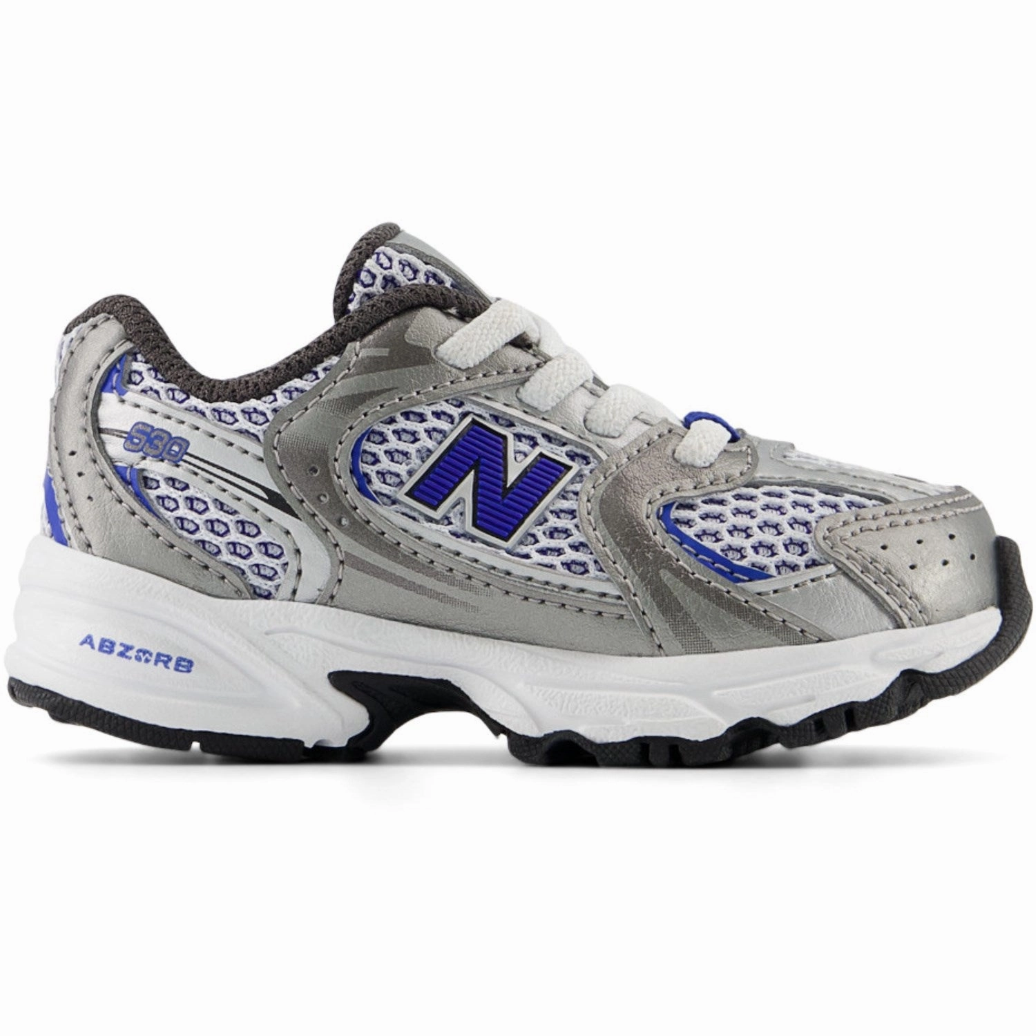 New Balance Dark Silver Metallic New Balance 530 Kids Bungee Lace Modern Pattern Crafted Silhouette