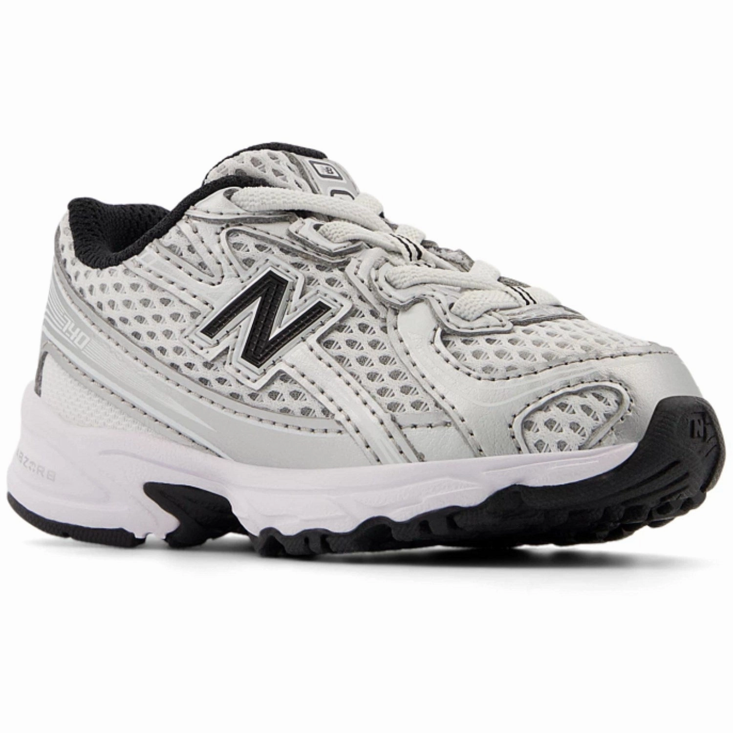 New Balance Silver Metallic 740 Kids Bungee Lace Sneakers Crafted Minimal