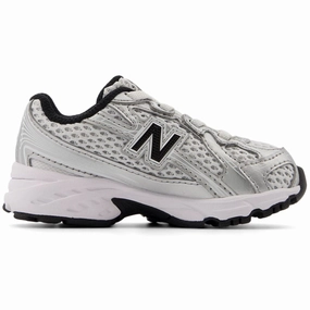 Cool Fit System Vibe-Proof New Balance Silver Metallic 740 Kids Bungee Lace Sneakers