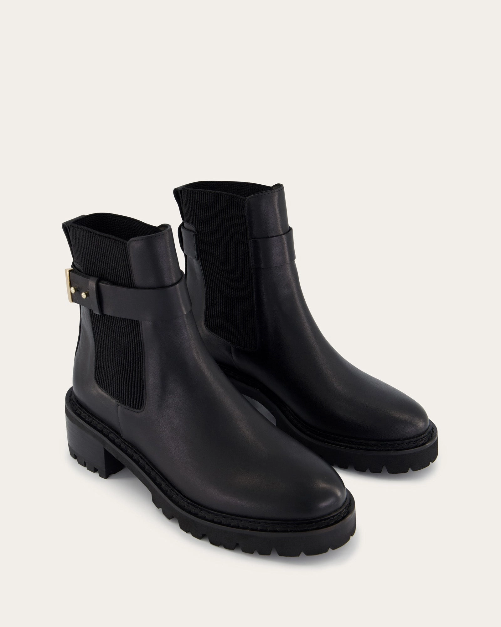 Urban-Motion Fit Kiko Flat Ankle Boots Black Leather