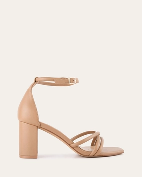 Core Function Nicola Mid Heel Sandals Tan Leather