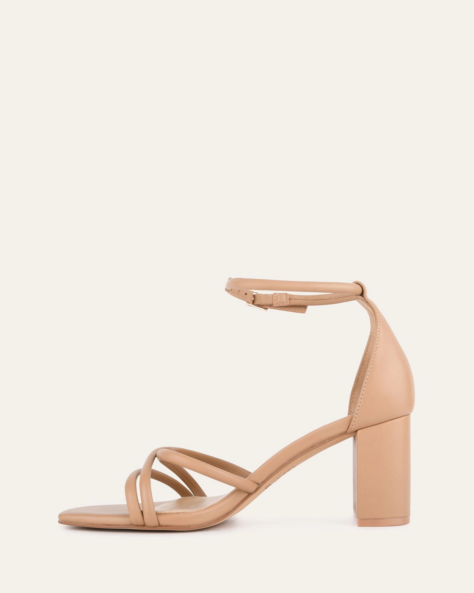 Nicola Mid Heel Sandals Tan Leather Style In Balance Low-Key Bold