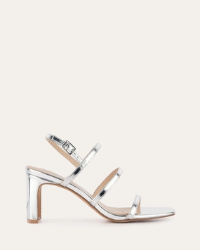 Nix Mid Heel Sandals Silver Patent Adapted Living Open Utility