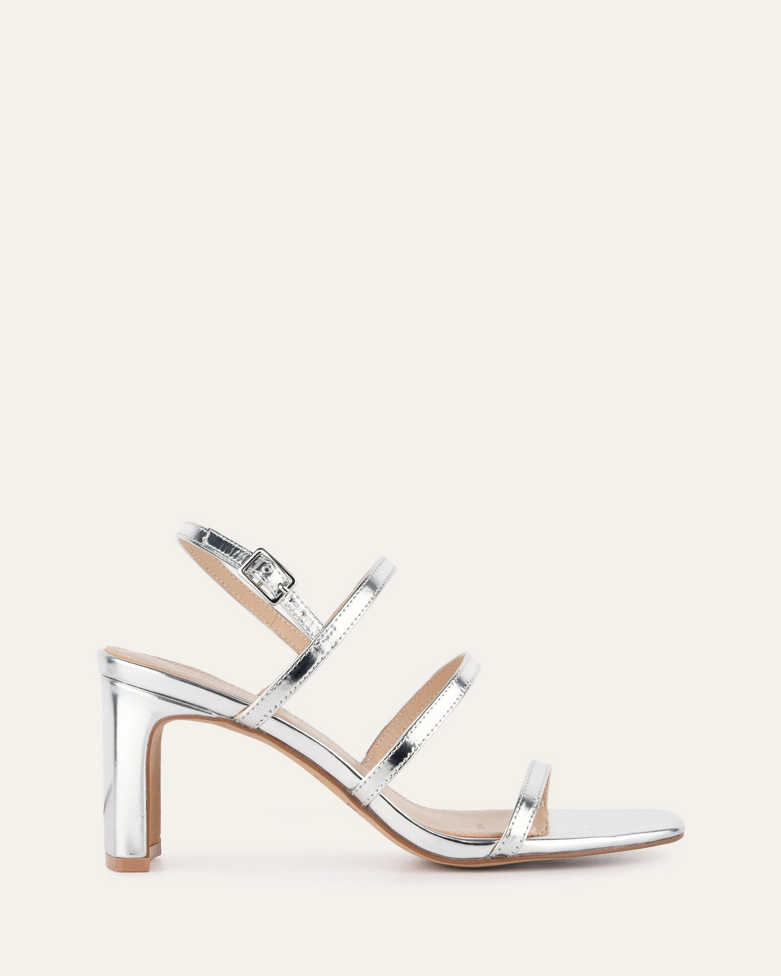 Nix Mid Heel Sandals Silver Patent Adapted Living Open Utility