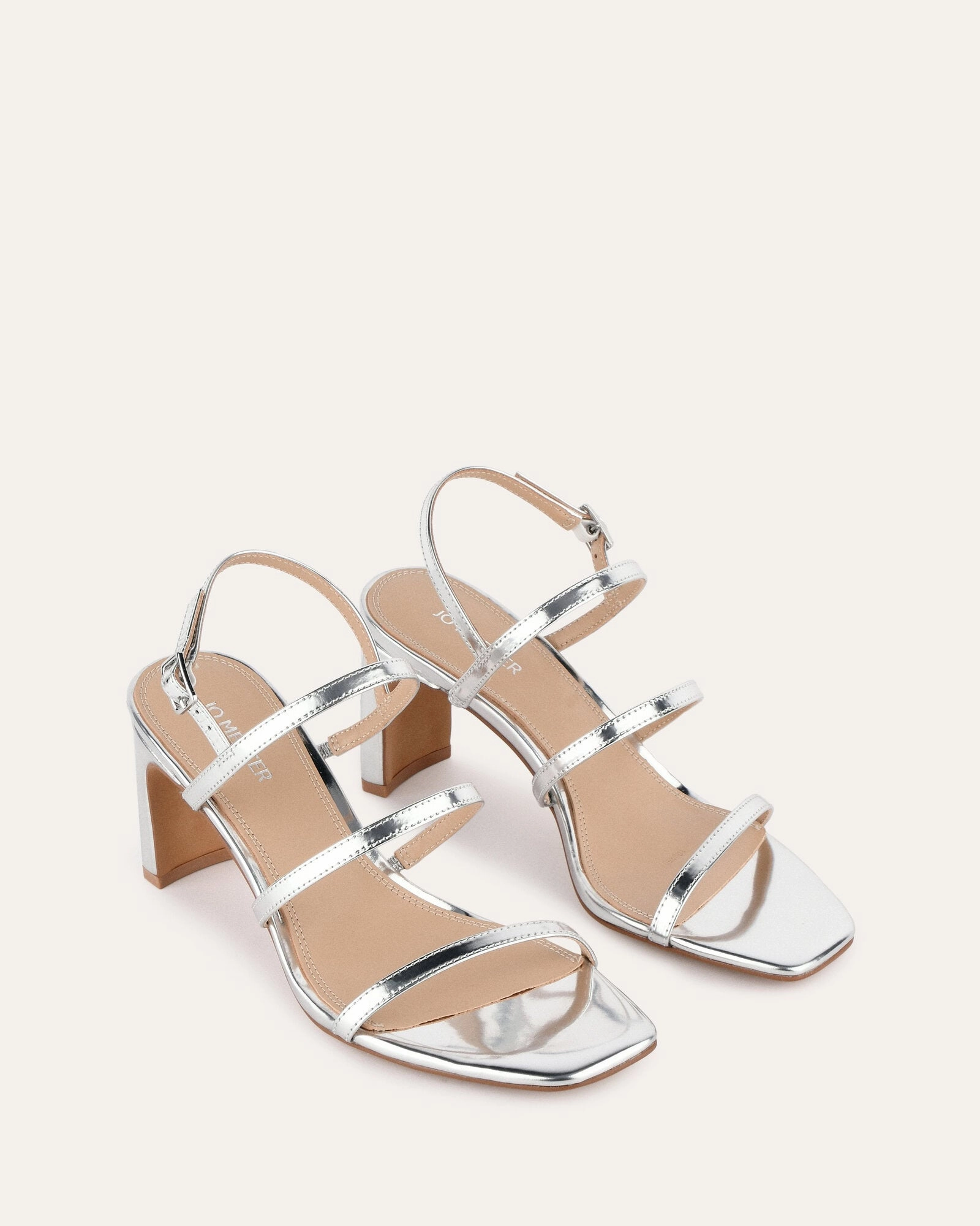 Lightweight Presence Nix Mid Heel Sandals Silver Patent