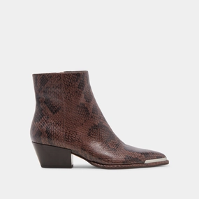 Engineered Casual Simplify Style Nonah Booties Java Snake Embossed