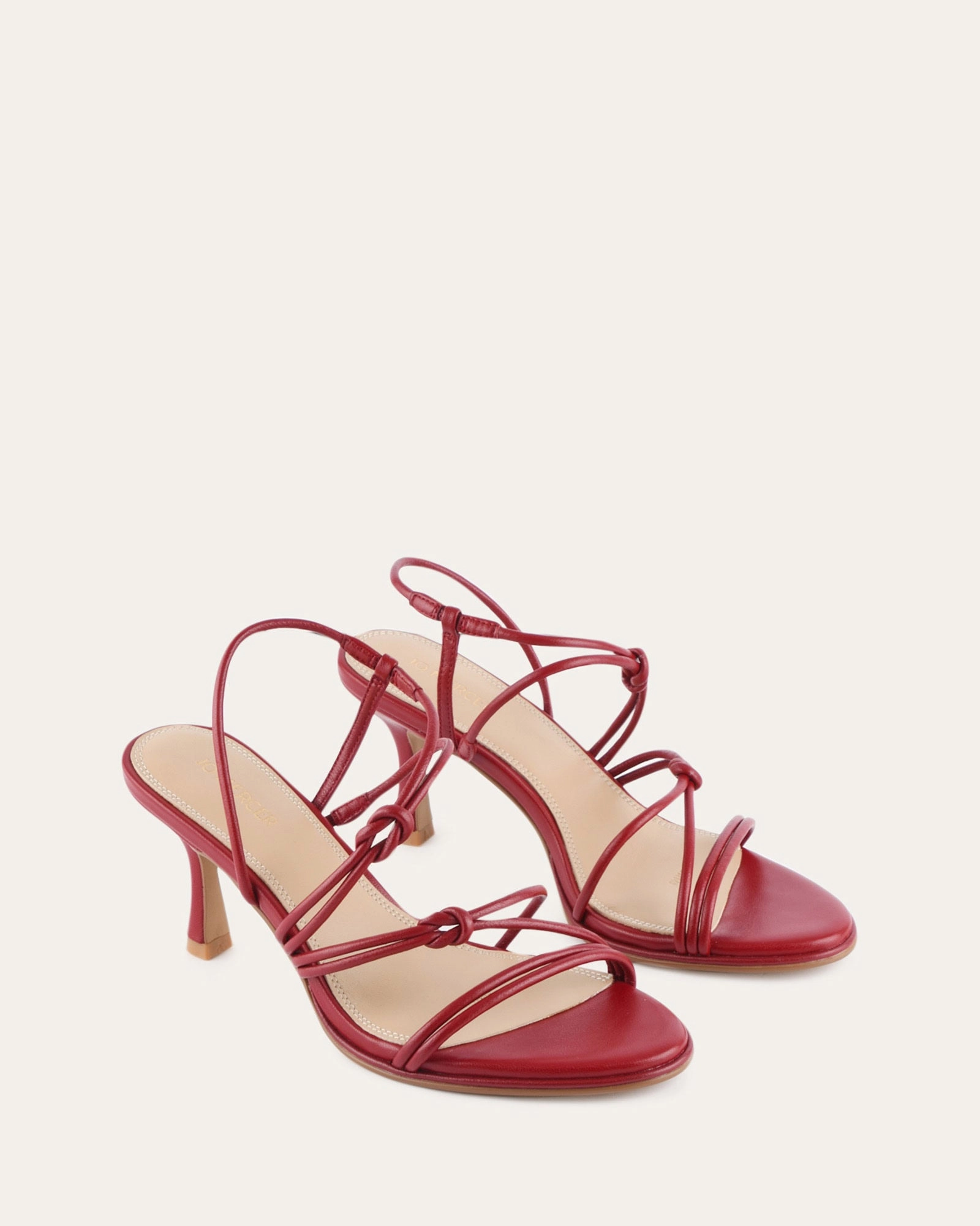 Wearable System Modular Motionwear Norma Mid Heel Sandals Ruby Red Leather