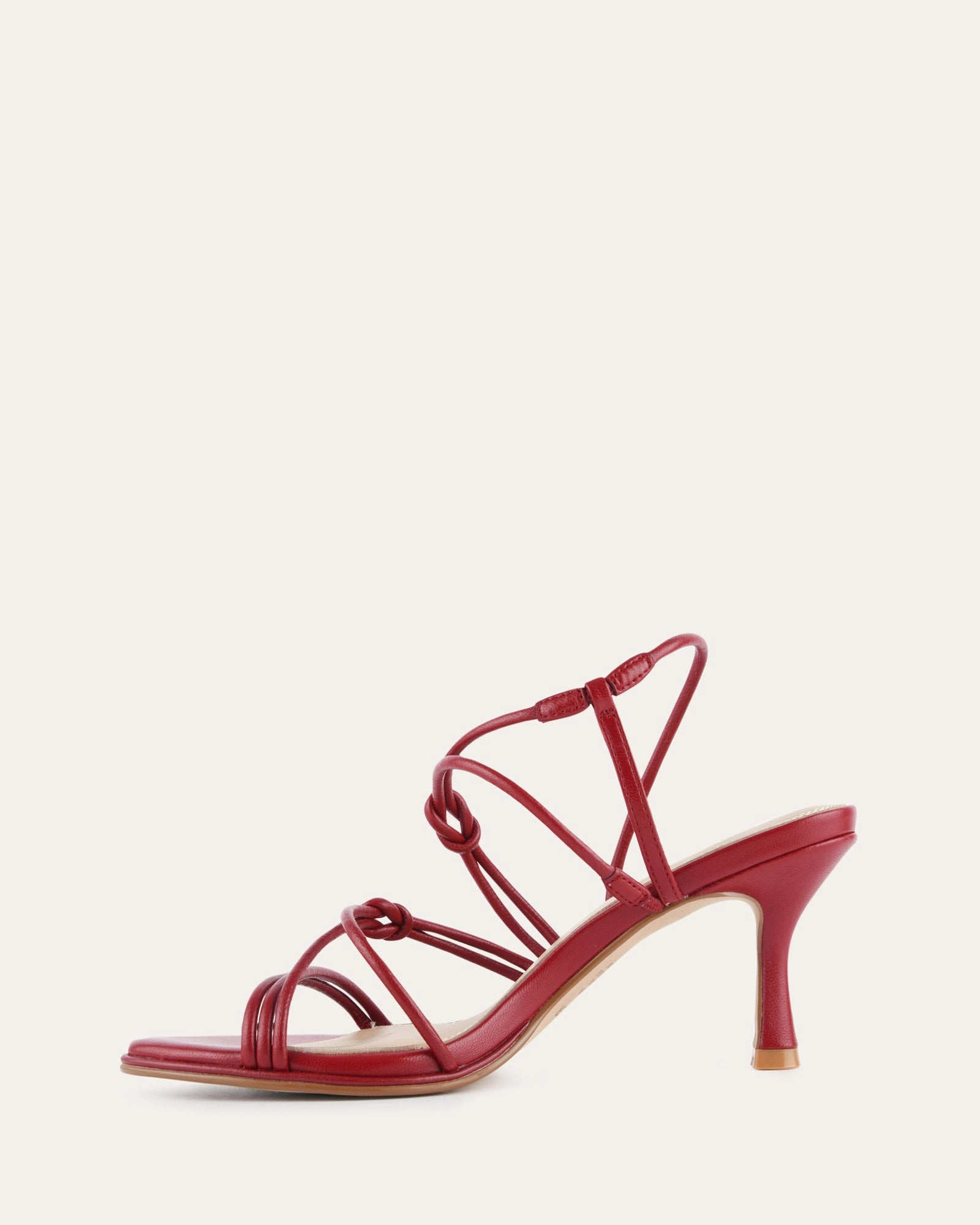 Sleek Routine Norma Mid Heel Sandals Ruby Red Leather