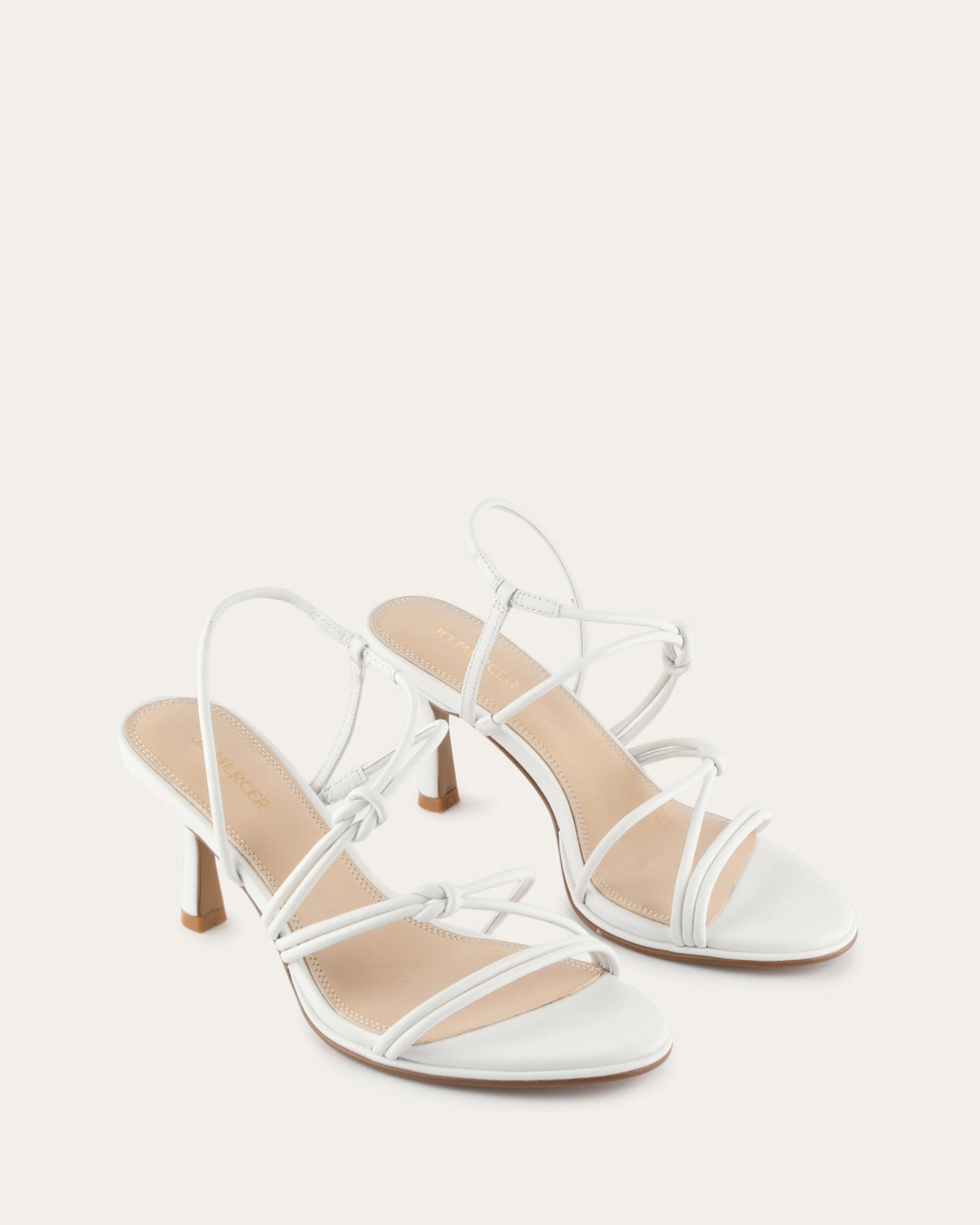 Norma Mid Heel Sandals White Leather Tech-Forward Fit
