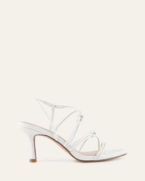 Crafted Evolution Norma Mid Heel Sandals White Leather