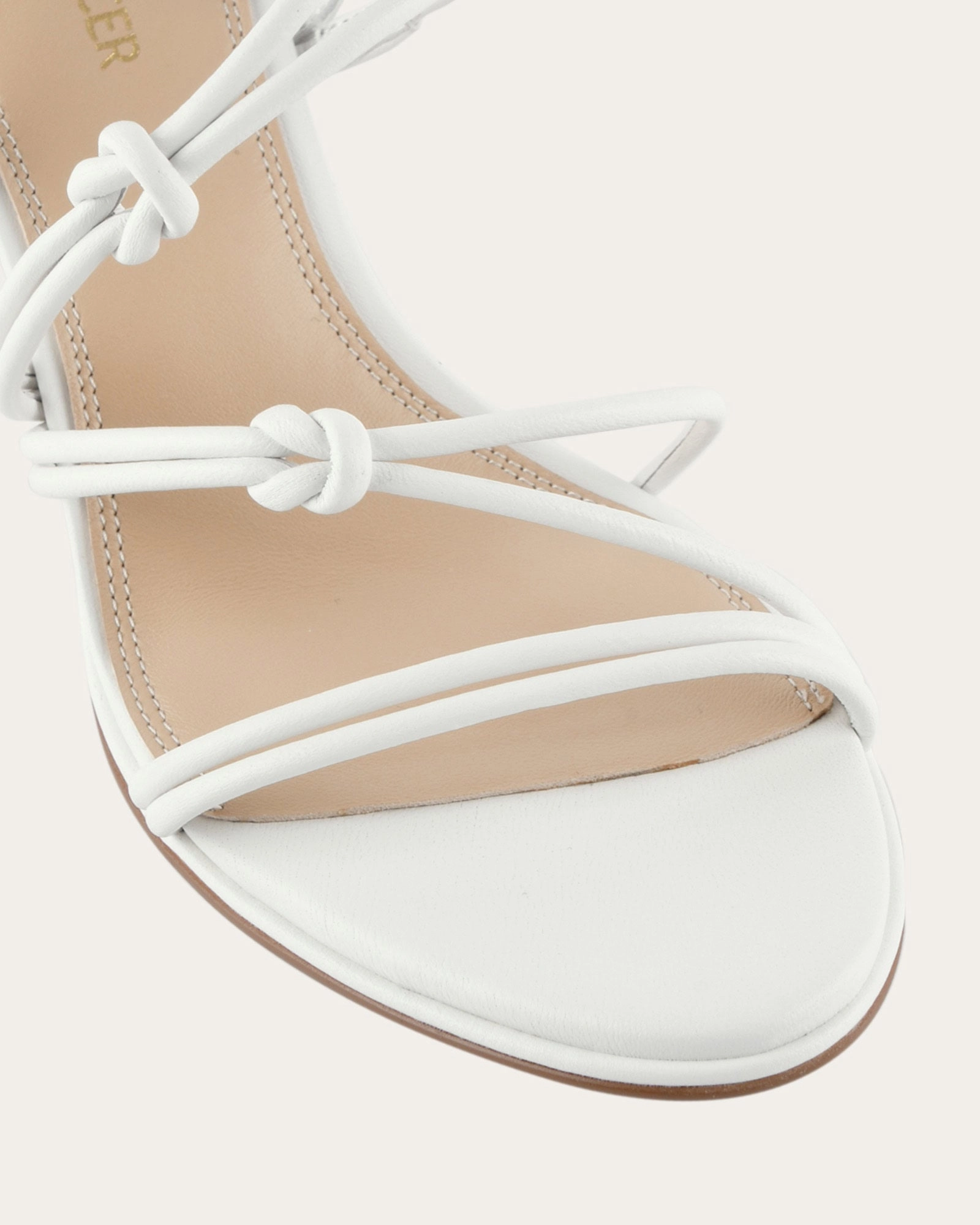 Norma Mid Heel Sandals White Leather Essential Gear