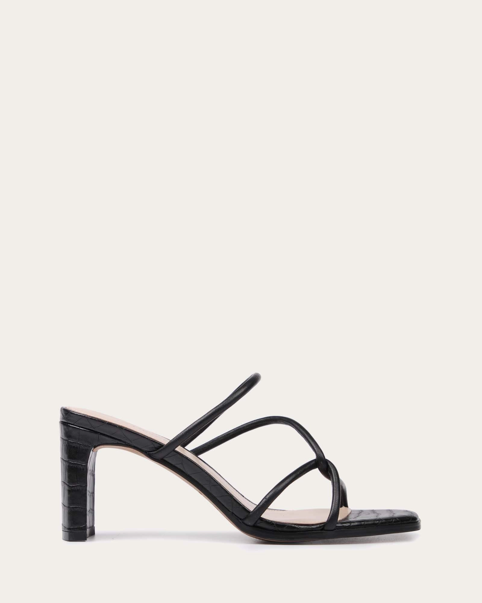 Freedom Dressed Your City System Novi Mid Heel Sandals Black Leather